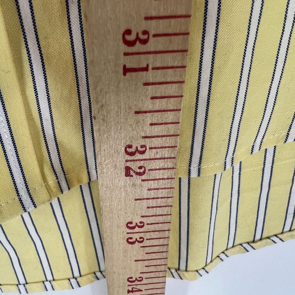 LANDS END Traditional Fit Button Down Dress Shirt Mens 17.5-35 Yellow Pinstripe - Picture 9 of 11